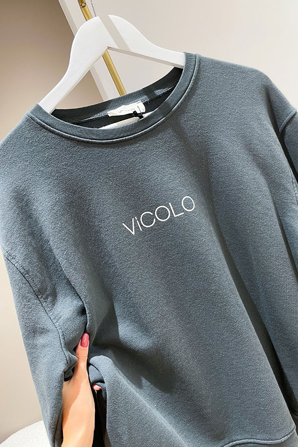 Vicolo - Felpa over grigio piombo con logo