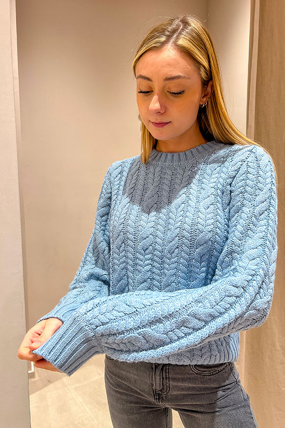 Vicolo - Cloud cable sweater with balloon sleeves