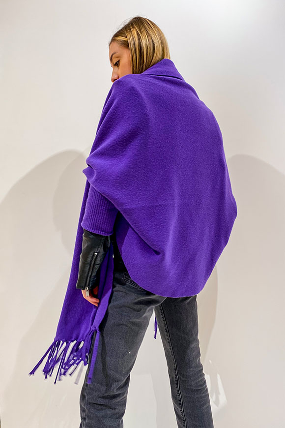 Vicolo - Purple shawl cardigan with fringes