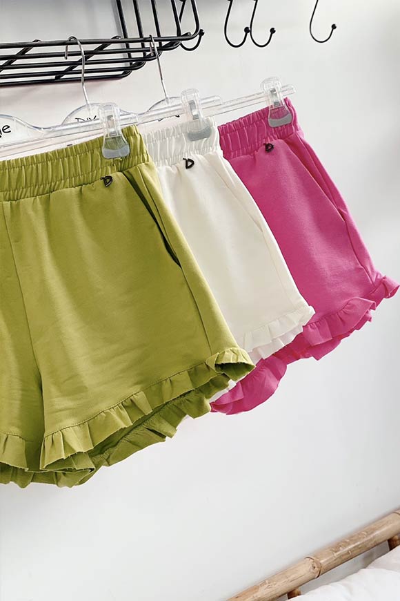 Dixie - Pistachio fleece shorts with rouches
