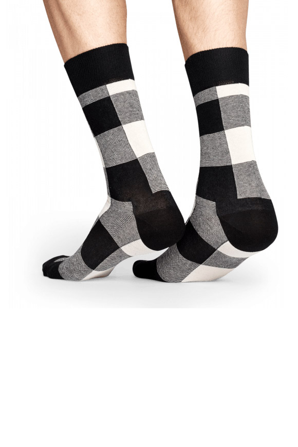 Happy Socks - Calze lumberjack bianche e nere Unisex
