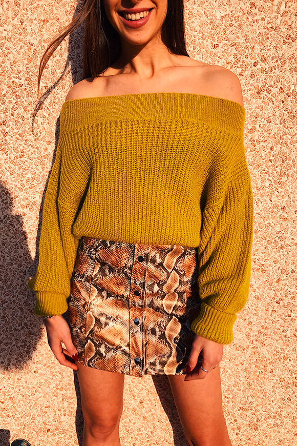 Kontatto - Mustard sweater bardot mohair