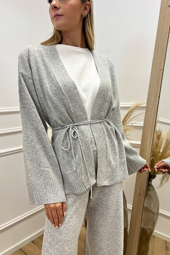 Kontatto - Cardigan kimono grigio chiaro con fusciacca