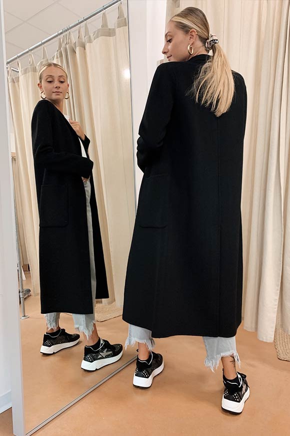 Vicolo - Long slim black coat