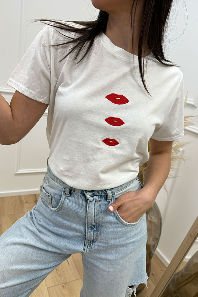 Calibro Shop - T shirt basic stampa "Red lips"