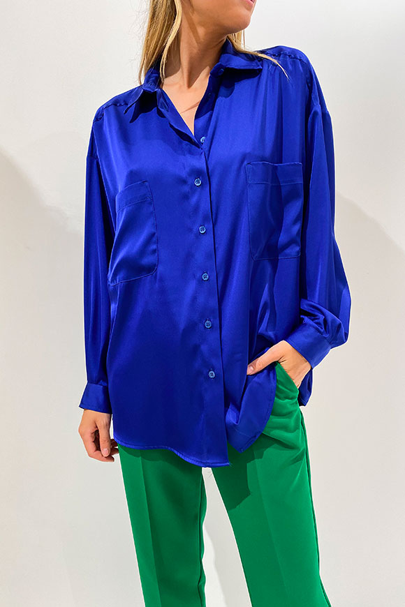 Vicolo - Bluette shirt in oversized satin with pockets