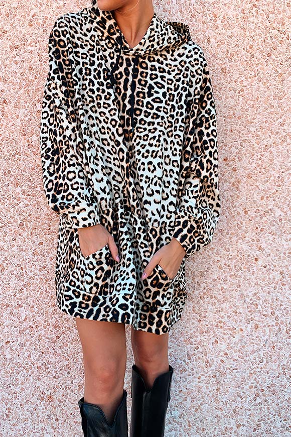 Dixie - Vestito felpa leopardato