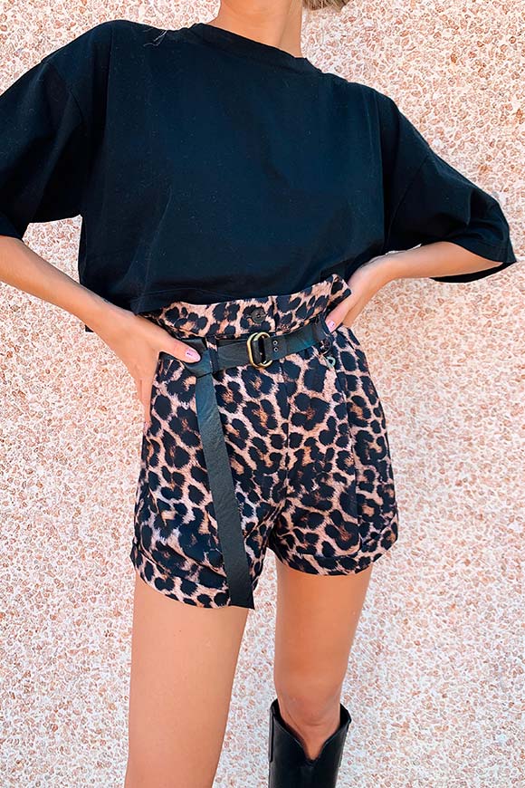 Dixie - Balloon leopard-print shorts
