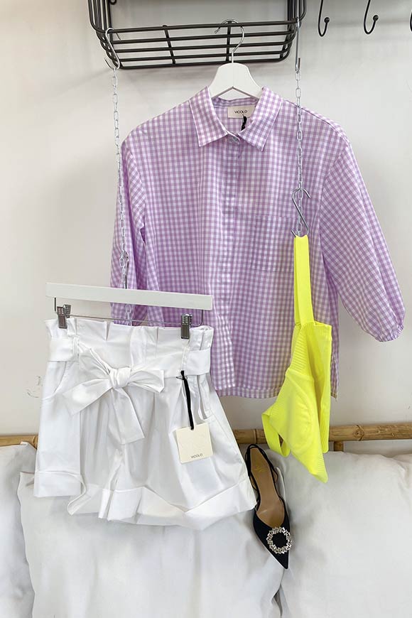 Vicolo - Lilac and white vichy shirt with pocket
