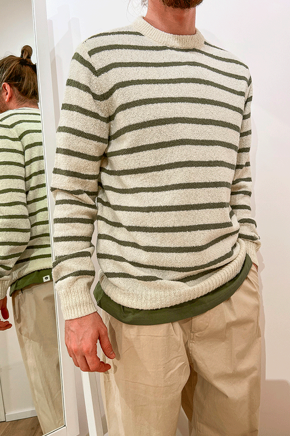 Cream and olive striped sweater