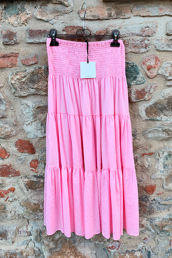 Vicolo - Bubble pink cotton cleated skirt