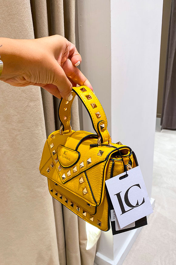 La Carrie - Mini Thunder yellow bag with studs