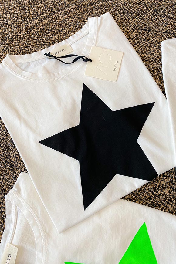 Vicolo - T shirt bianca stella nera maxi