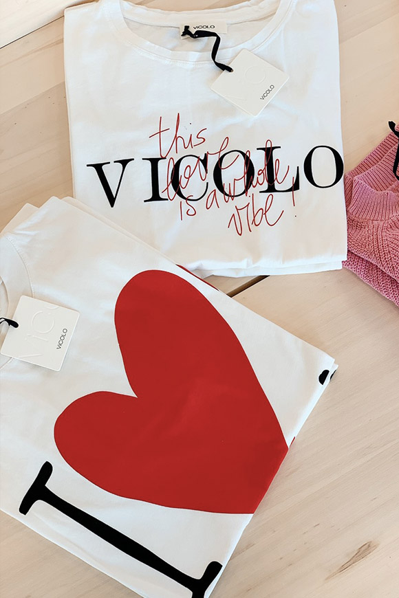 Vicolo - T shirt bianca con stampa "I love."