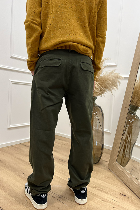 Anerkjendt - Pantaloni verde militare con coulisse e tasca america