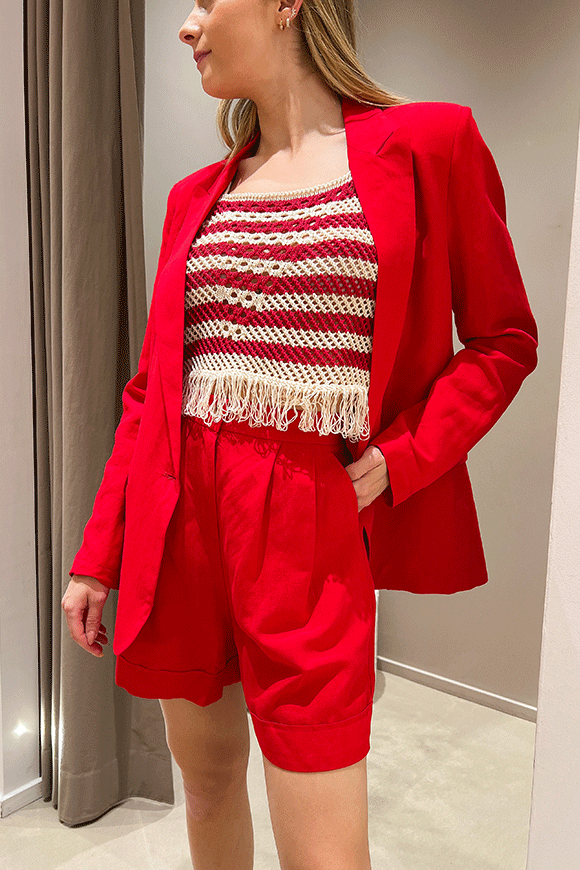Vicolo - Pantaloncino bermuda rosso in lino