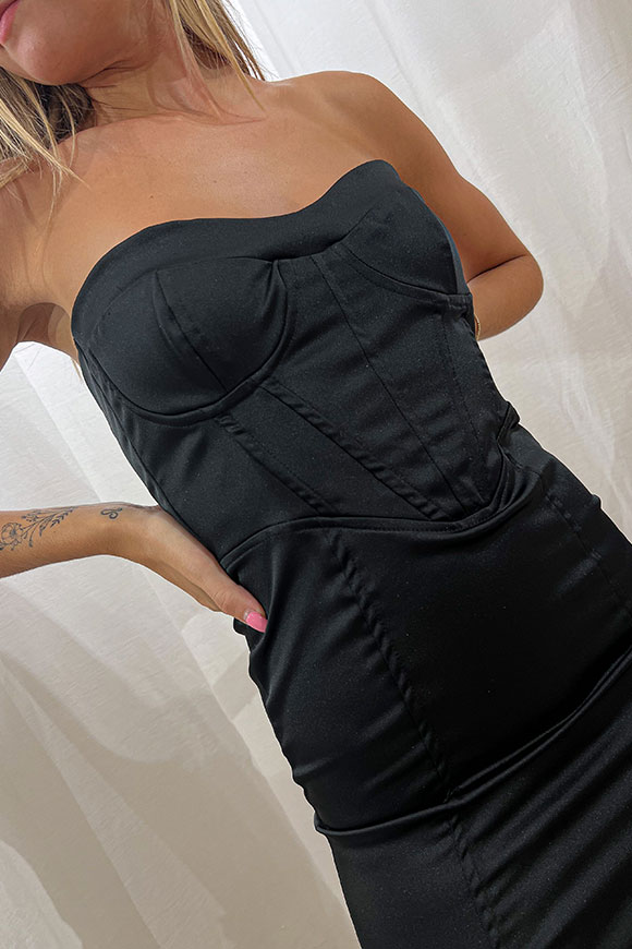 Haveone - Vestito corsetto nero in raso