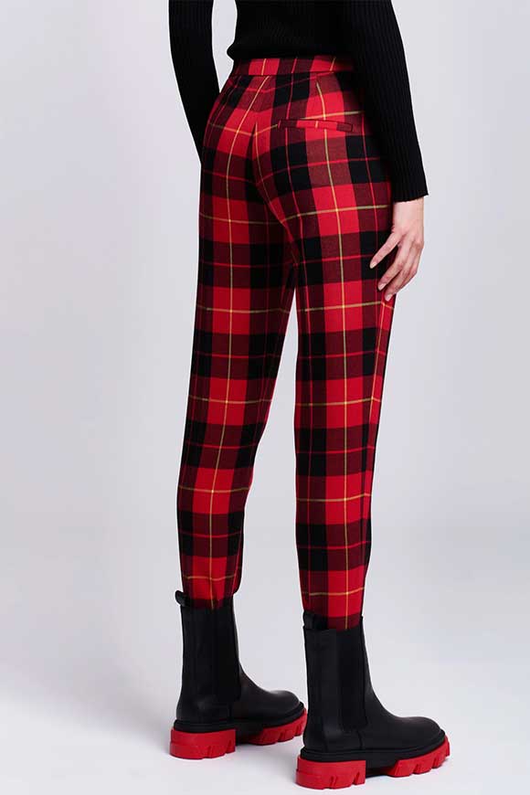 Vicolo - Pantaloni quadri rosso/nero con ghette