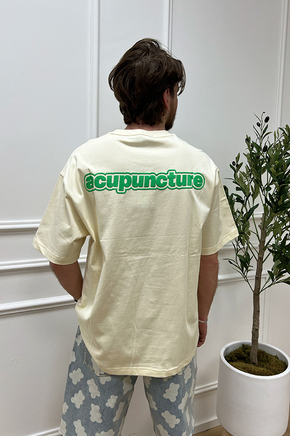 Acupuncture - T shirt crema con stampa "the earth" multicolor