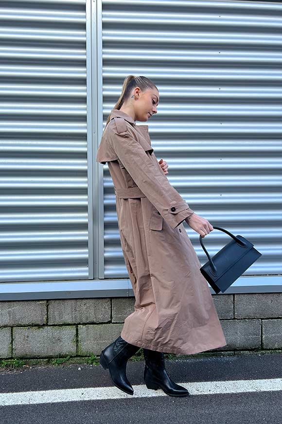 Vicolo - Double-breasted khaki trench coat with belt