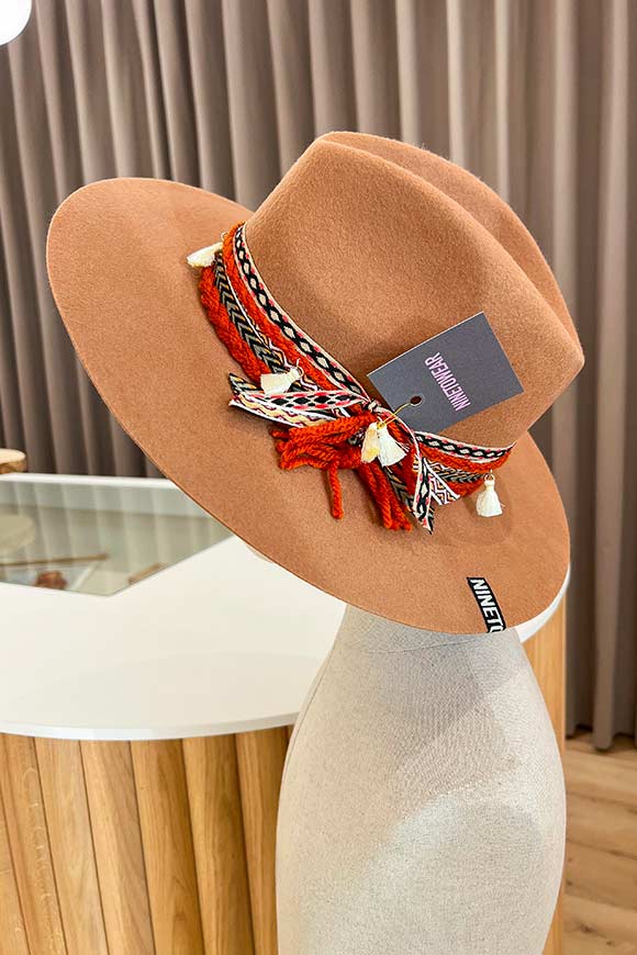 Nine to wear - Caramel fedora hat with three ribbons