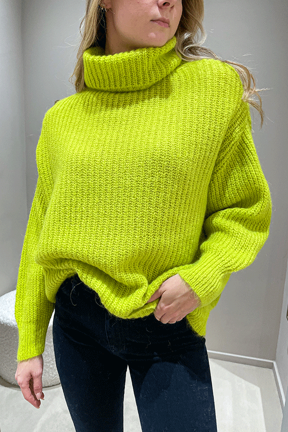 Haveone - Maglione mohair lime over dolcevita