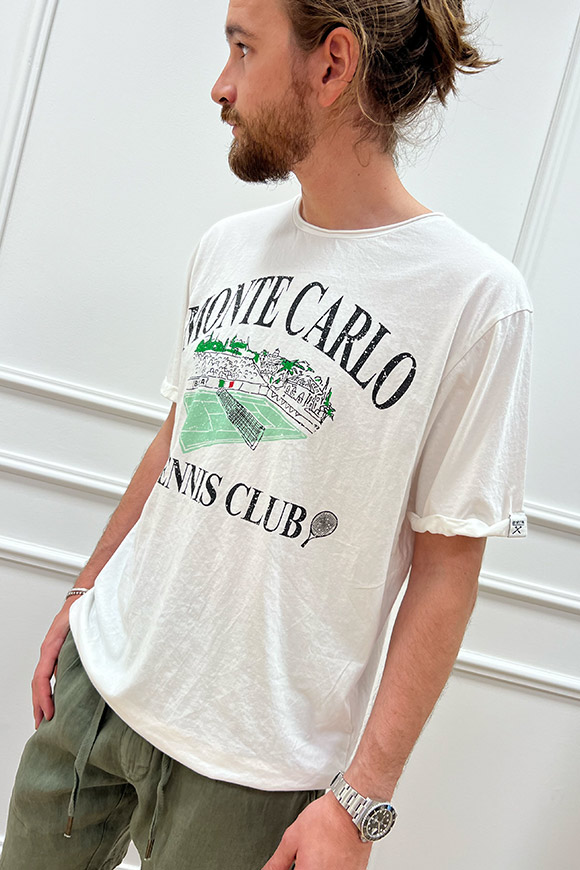 Berna - T shirt panna stampa "Tennis Club"