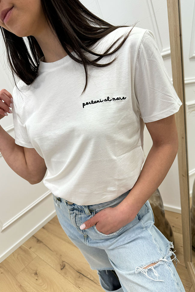Calibro Shop - T shirt basic scritta "Portami al mare" nera