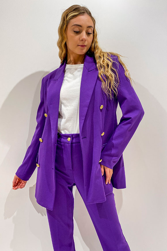 Vicolo - Purple double-breasted jacket in jersey