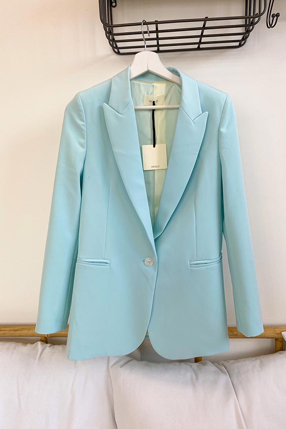 Vicolo - Light blue single-breasted jacket in technical fabric