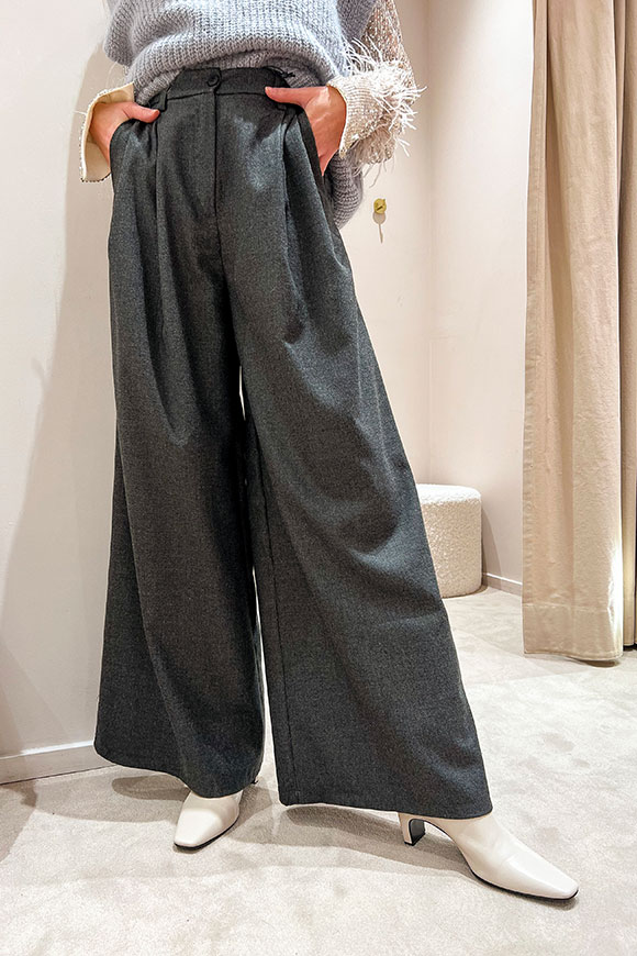Tensione In - Wide fit gray cool wool trousers