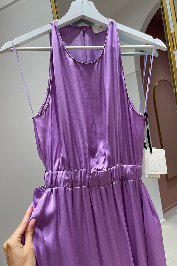 Vicolo - Lilac satin cut-out dress