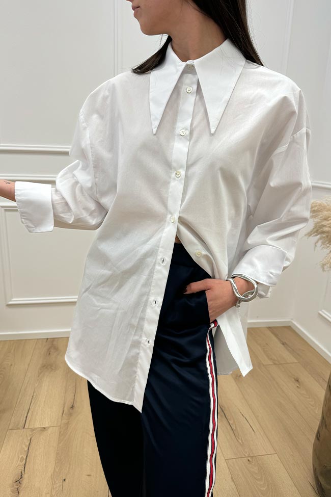 Vicolo - Camicia bianca colletto a punta con spilla