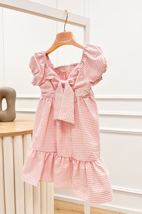 Vicolo Bambina - Vestito rosa vichy a quadretti e fiocco