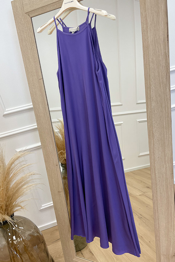 Haveone - Vestito lungo viola spalline fini