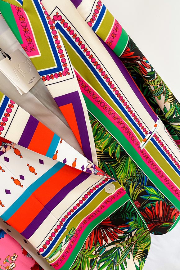 Vicolo - Giacca fantasia foulard multicolor in tessuto tecnico