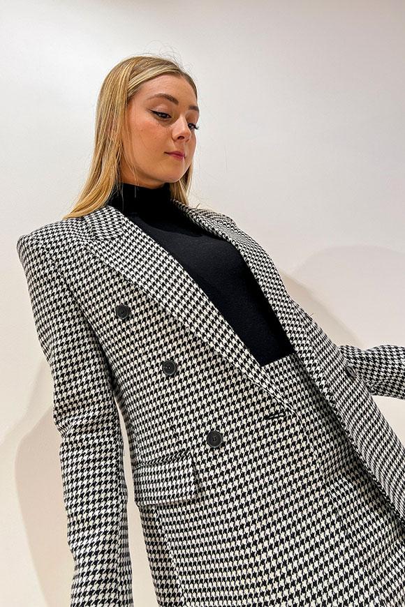 Vicolo - Black and white houndstooth wool jacket