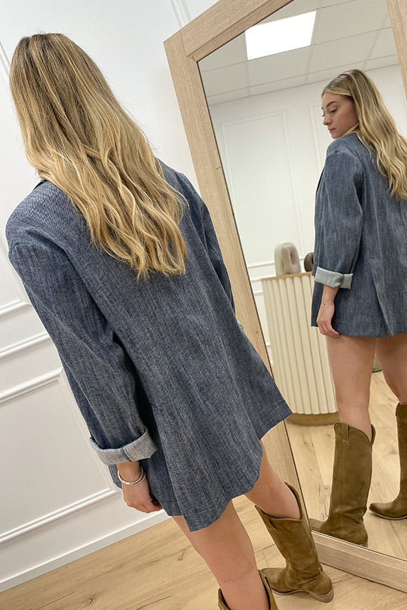 Tensione In - Giacca in chambray scuro a due bottoni