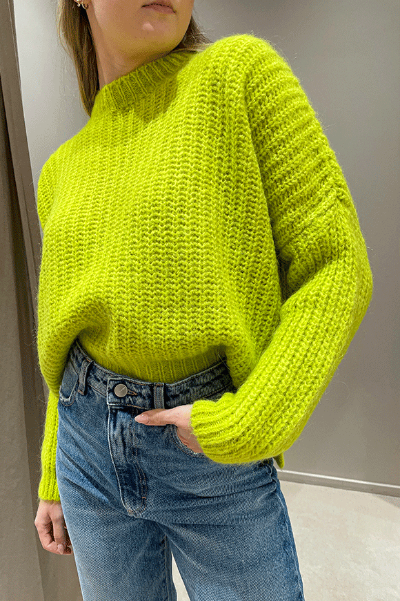 Haveone - Maglione lime a scatola in mohair