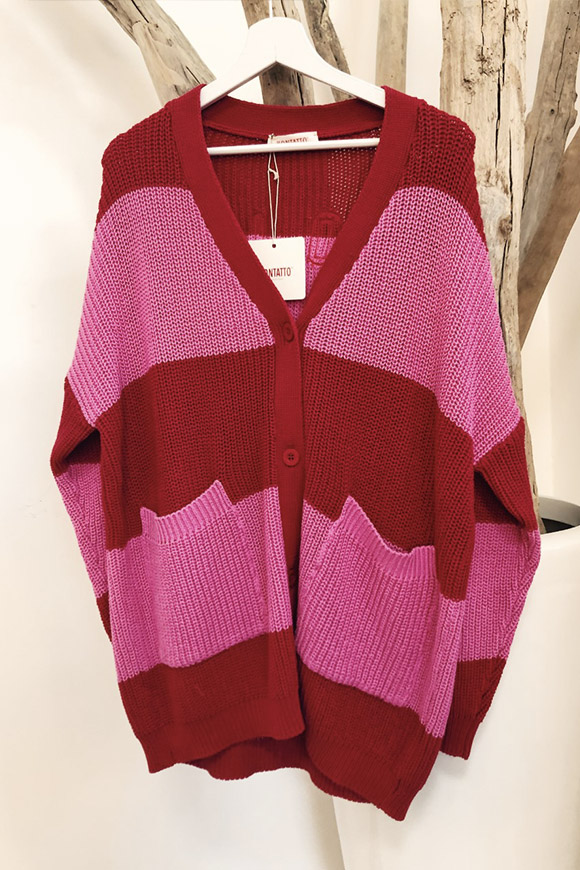 Kontatto - Red and pink striped cardigan