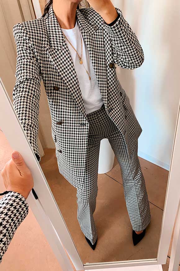 Vicolo - Double-breasted houndstooth jacket