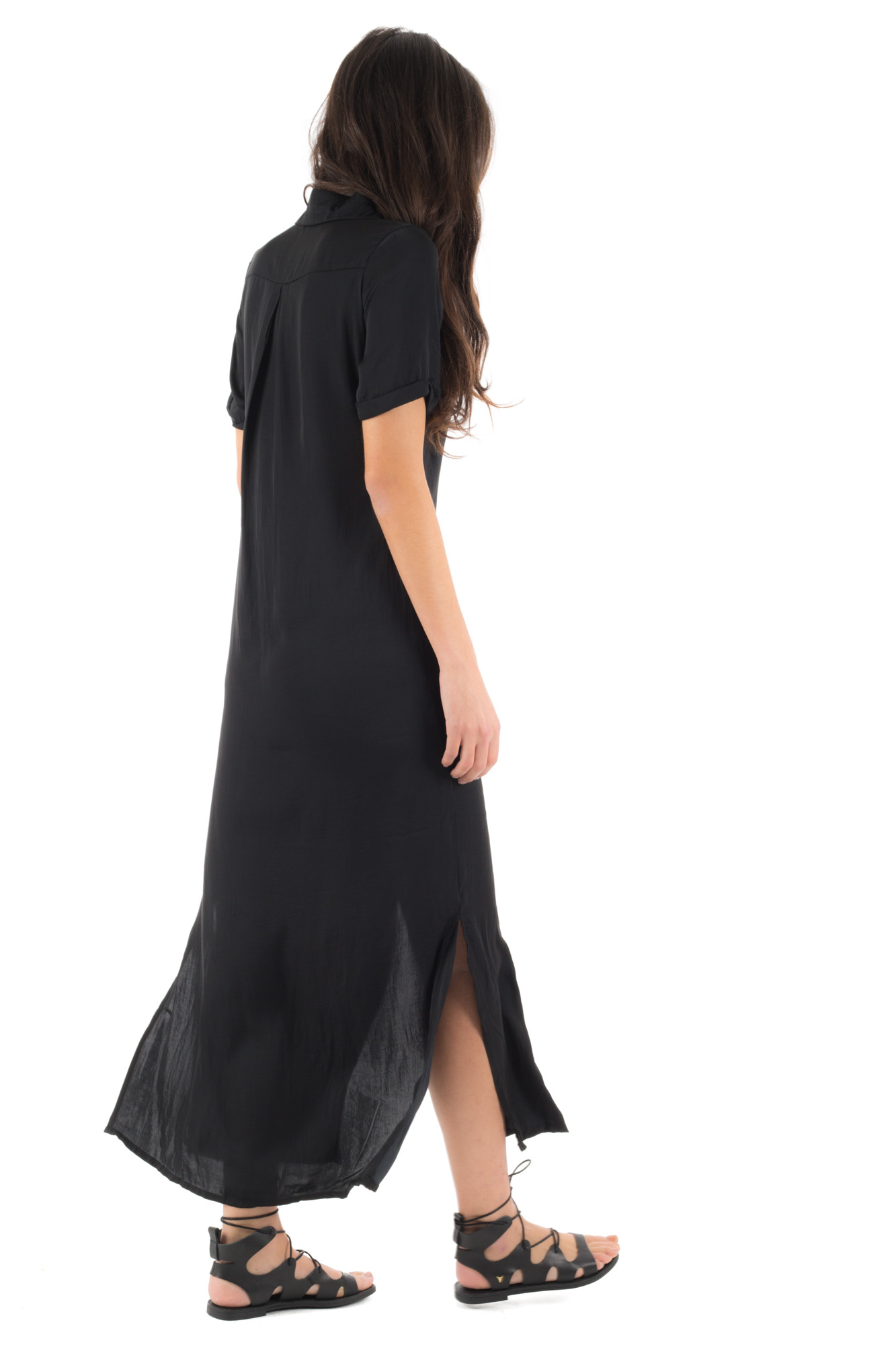 Glamorous - Long black dress with front buttons
