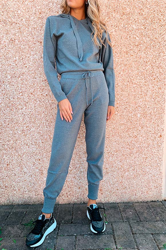 Kontatto - Pantalone jogger grigio in maglia