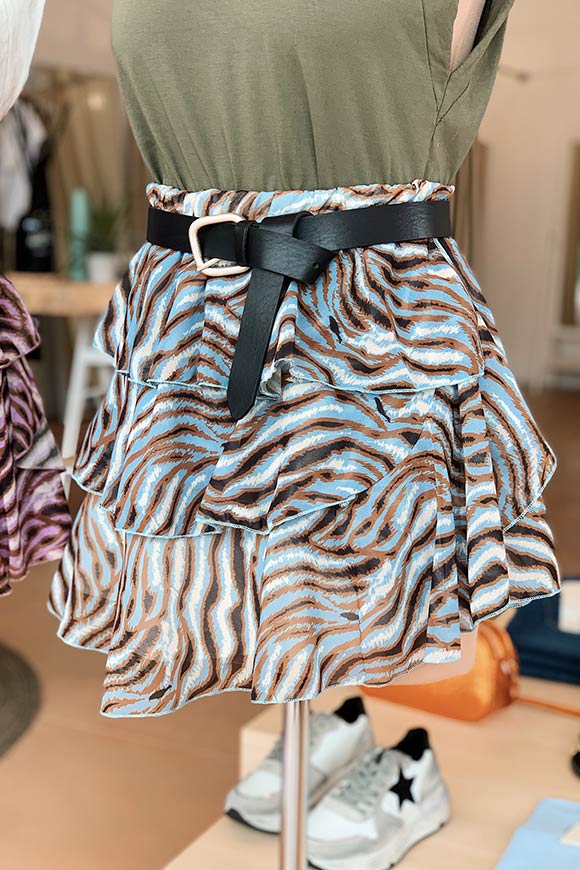 Vicolo - Blue zebra skirt with flounces