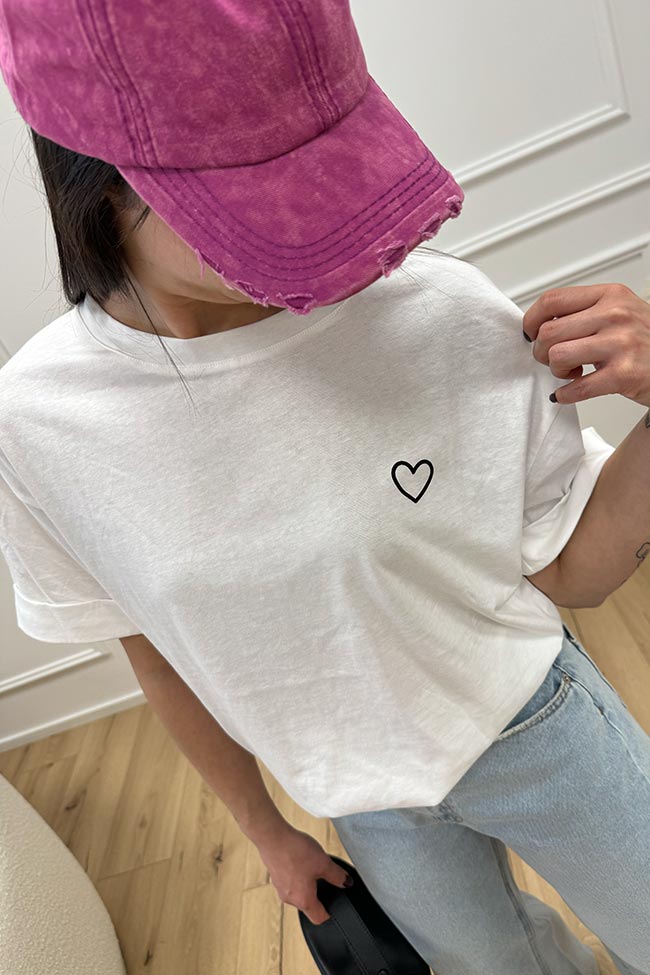 Calibro Shop - T shirt basic bianca "love yourself"