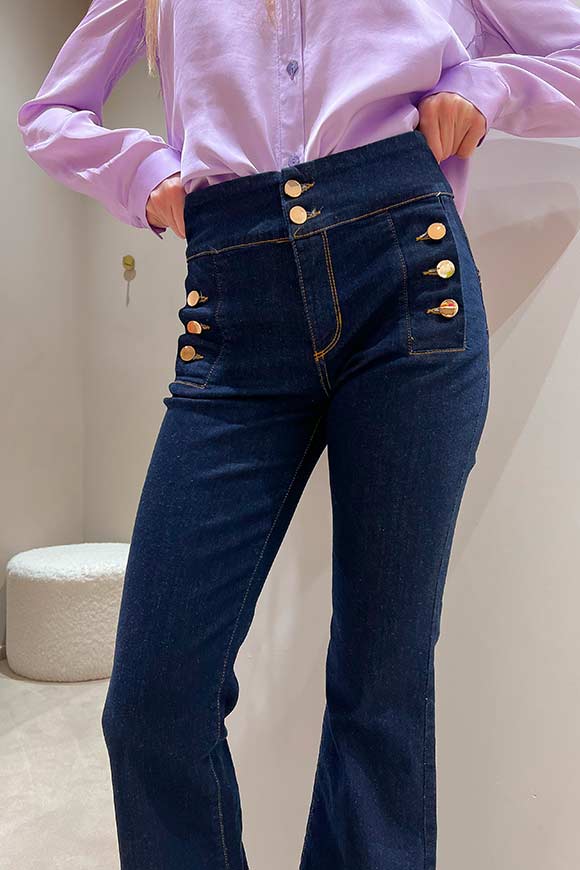 Dixie - Six-button dark denim jeans