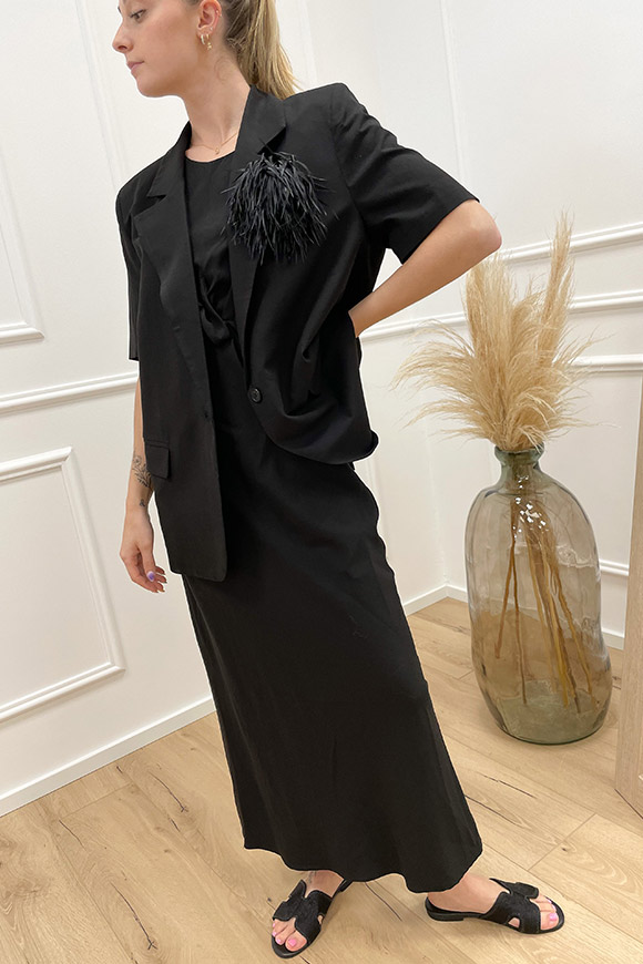 Vicolo - Vestito cut out nero in misto lino