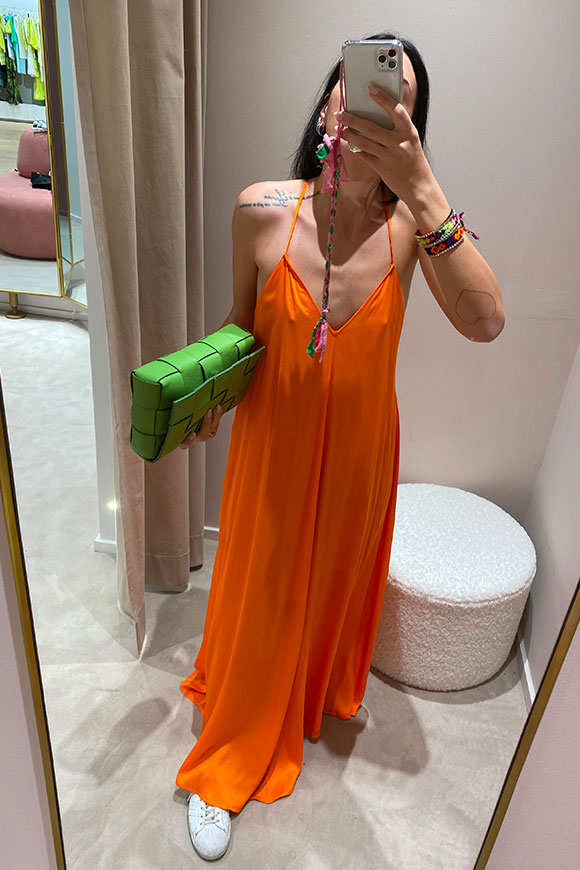 Vicolo - Vestito arancio lungo con scollo profondo