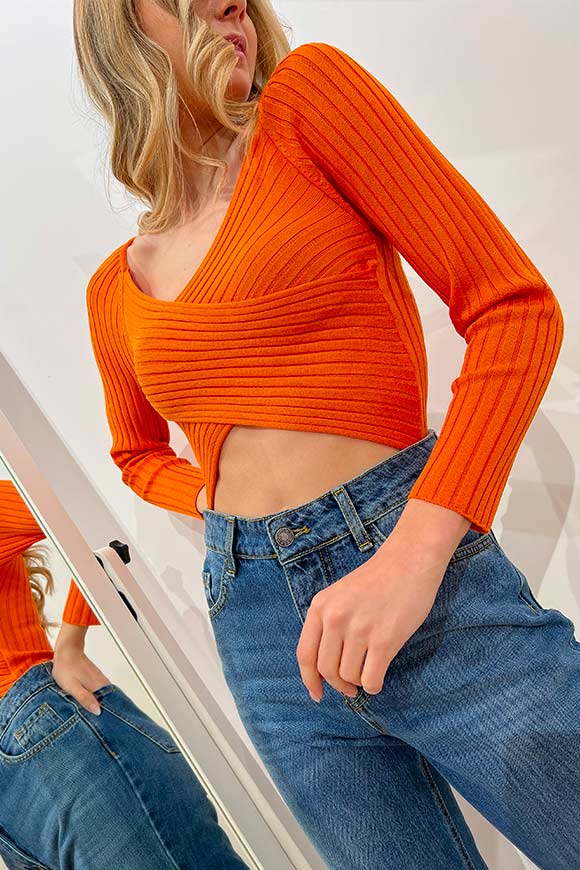 Kontatto - Orange cropped ribbed sweater