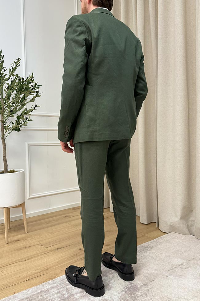Antony Morato - Pantaloni verdi scuro carrot fit misto lino